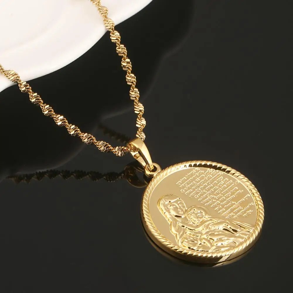 Золотой цвет девственные Подвески &quotДева Мария&quot ожерелья на цепочке для