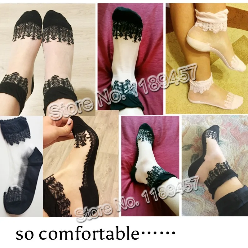 

Women Lace Ruffle Ankle Sock Soft Comfy Sheer Silk Cotton Elastic Mesh Knit Frill Trim Transparent Women's Socks Hot 2021