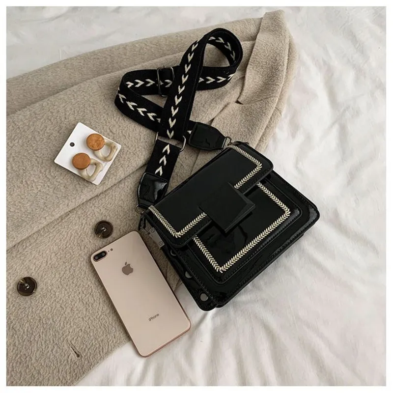 

Mini bags for women 2020 PU Leather shiny new wide shoulder strap bag fashion casual girls Crossbody Handbag bolsas de luxo