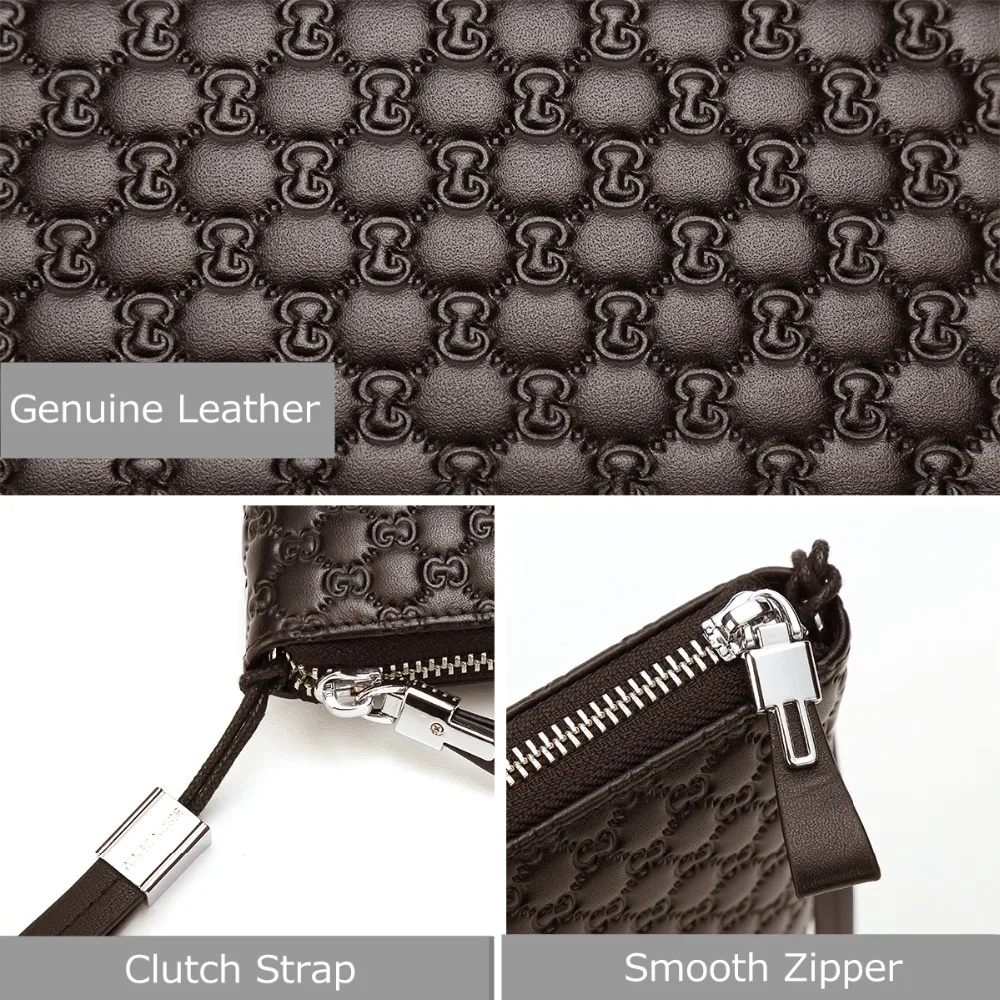 

Fashion Business Cowhide Leather Long Wallet Male Zipper Clutch Men's Wallet Phone Holder Long Coin Purse Large Capacity