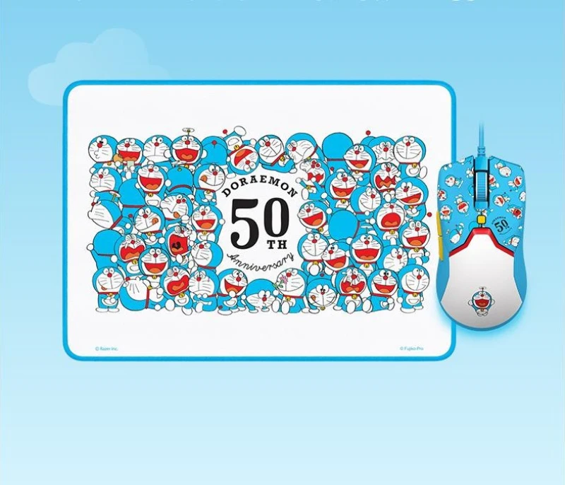 Razer Doraemon 50th Anniversary Classic Game Mouse Mouse Pad Japanese Machine Cat Super Horse RGB Wired Game Mouse