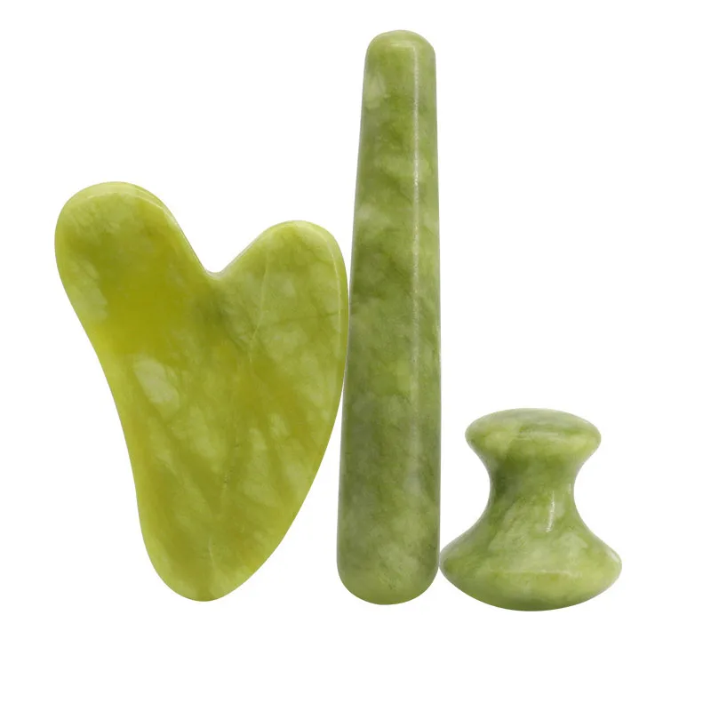 

100% Natural Jade Guasha Massage Tools Set Treatment For Facial Lifting Remove Wrinkles Anti Cellulite Acupuncture SPA Therapy