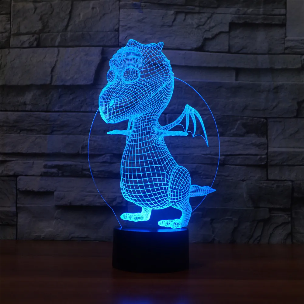 

3D светодиодный ночник в виде динозавра, иллюзионная лампа с USB, 7 цветов, светсветильник для сна, декоративные настольные лампы для спальни, л...
