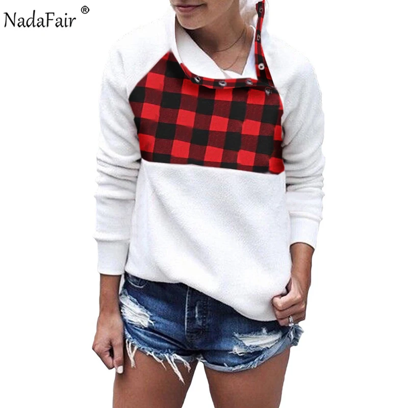 White Nadafair флисовая толстовка с капюшоном, Женская Осенняя водолазка из искусственного меха в стиле пэчворк, Повседневная Толстовка размера плюс, женские зимние пуловеры - Цвет: White
