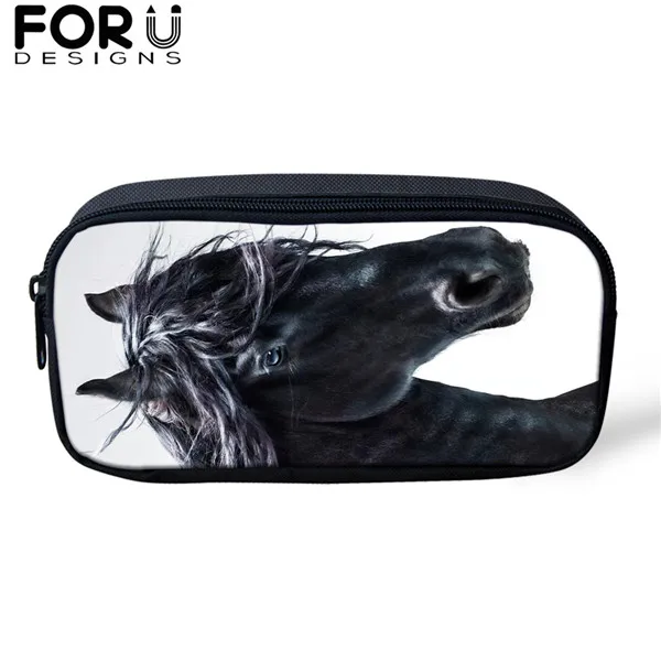 FORUDESIGNS/3 шт./компл. школьная сумка для мальчиков и для девочек-подростков; Friesian рюкзаки с рисунком лошади студент красивый вороной конь рюкзак для путешествий - Цвет: CDGX1495K