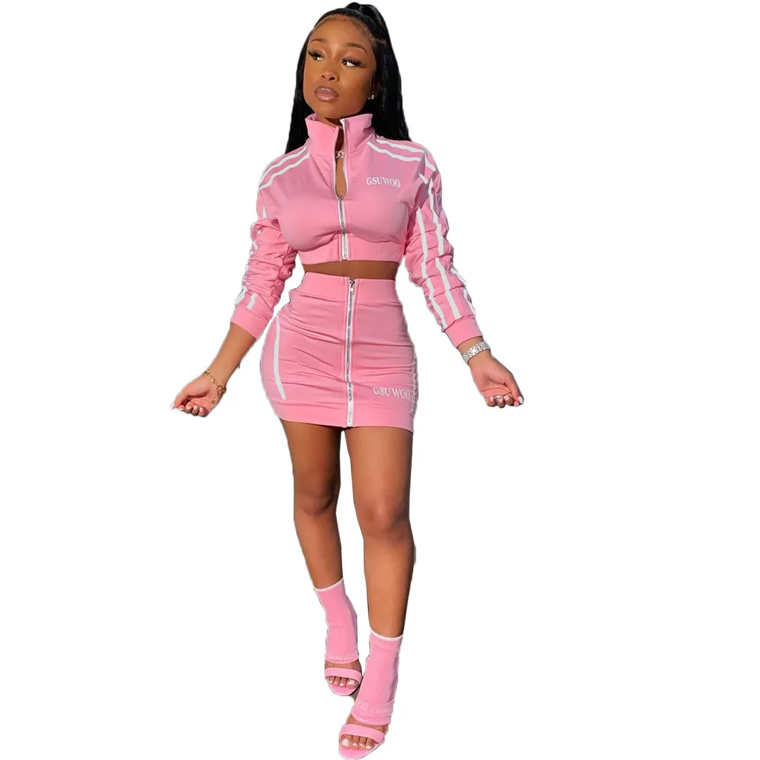 Модная женская куртка укороченный топ + платье комплект из двух предметов