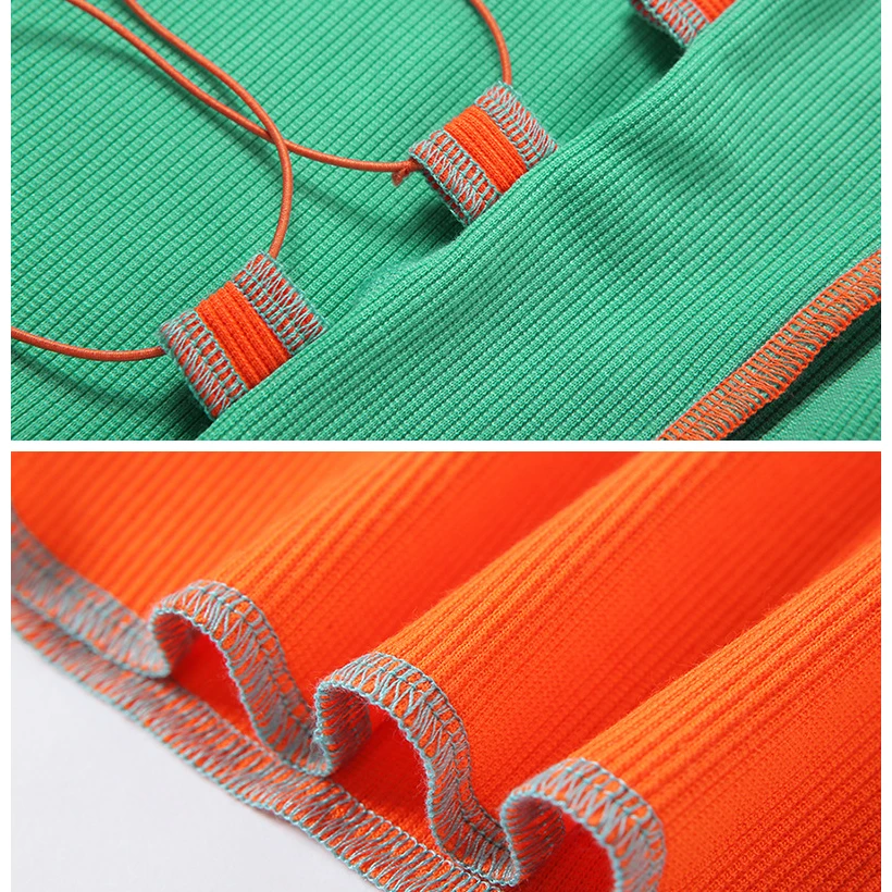 

BOOFEENAA Sexy Fitted Lace Up T Shirts Women Autumn 2020 Streetwear Ribbed Knit Color Block Long Sleeve Crop Tops C83-CZ19