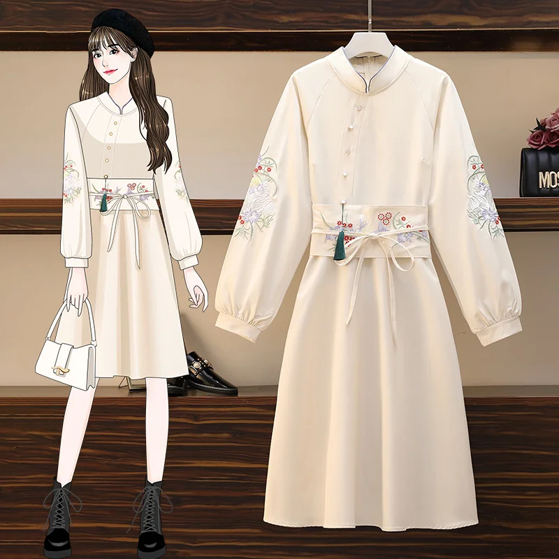 

Embroidered Ethnic Cheongsam Women Chinese Style Large Size Modern Improve Hanfu Qipao Female Vestido Chino Vintage Eleganti New