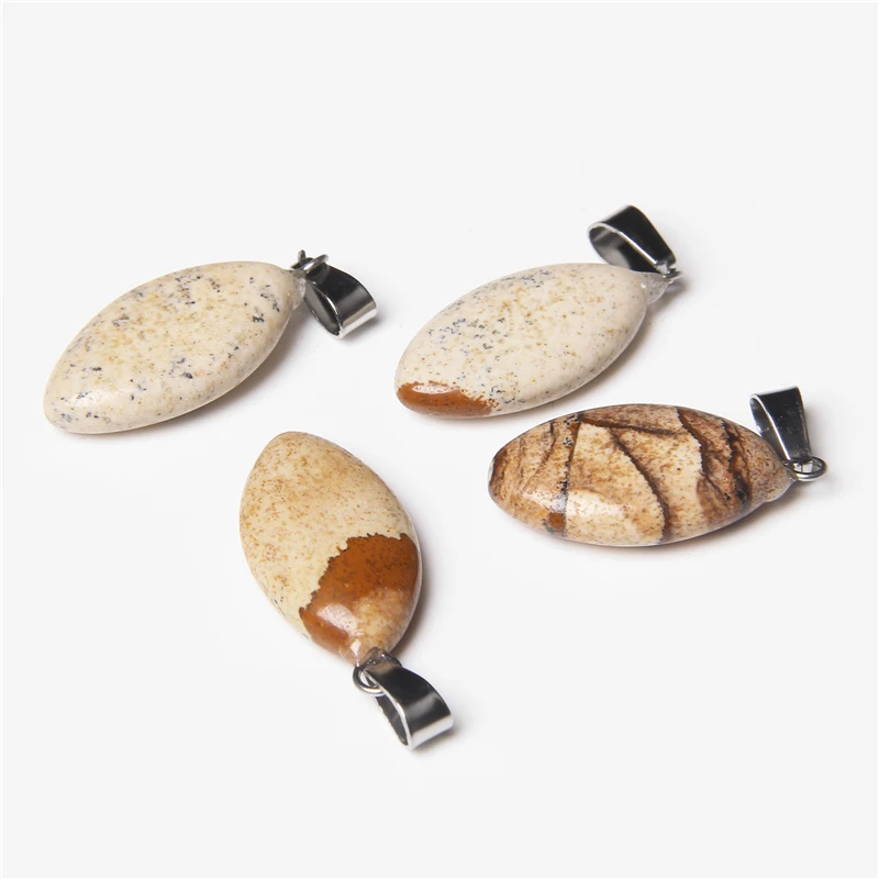 

23mm Oval Natural Stone Pendant Charms Marquise Shape Gemstones quartz Pendant for Jewelry Making Bracelet Earrings DIY Handmade
