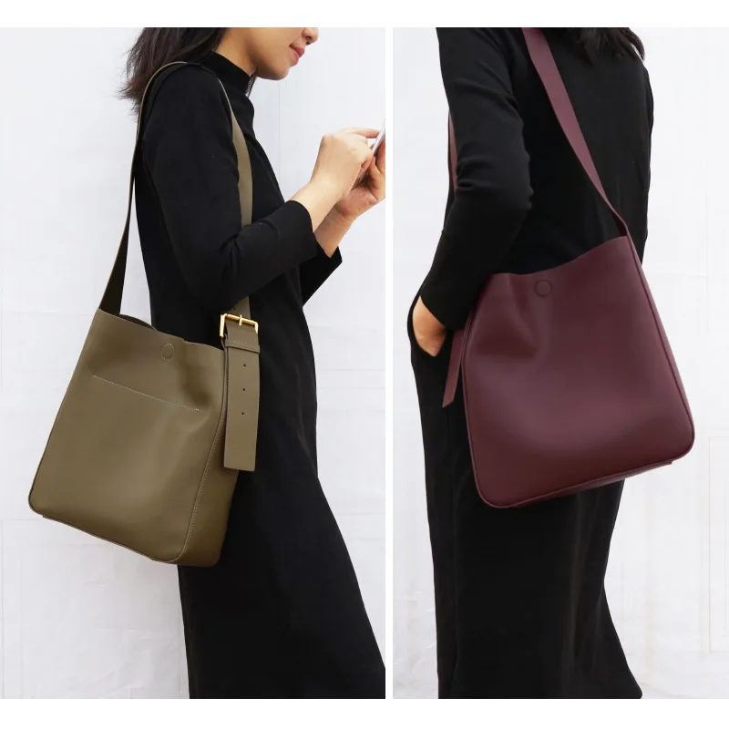 

Bucket Bag Female 2020 New Style Women's Leather Bags Autumn and Winter Korean Style Leather Big Bag Shoulder/Crossbody Bag