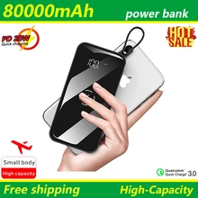 80000mAh Fast Charging Large Powerbank Digital Display Outdoor Emergency Portable Phone Charger External Battery for Xiaomi