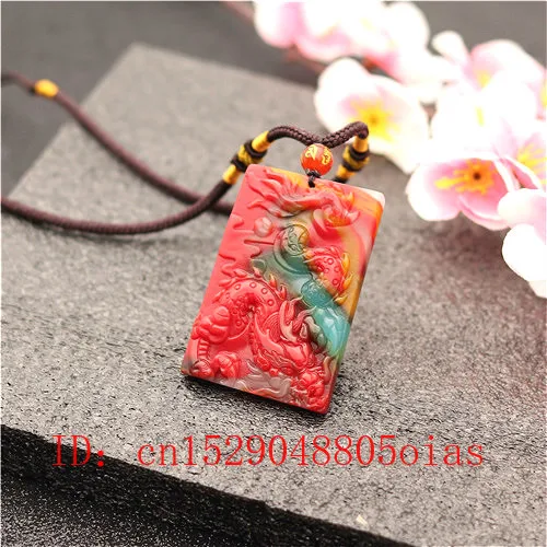Ожерелье с кулоном дракона из нефрита и природного цвета в китайском стиле |