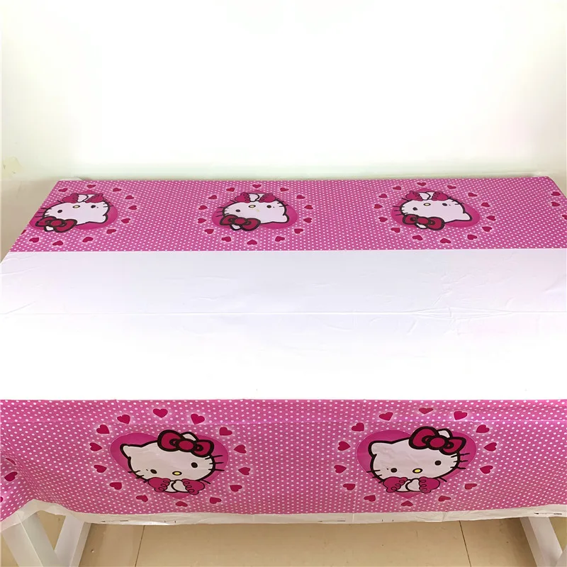 1 шт., розовый рисунок hello kitty, 108*180 см, для украшения дня рождения, Детские вечерние принадлежности, одноразовая посуда, скатерть для душа ребенка