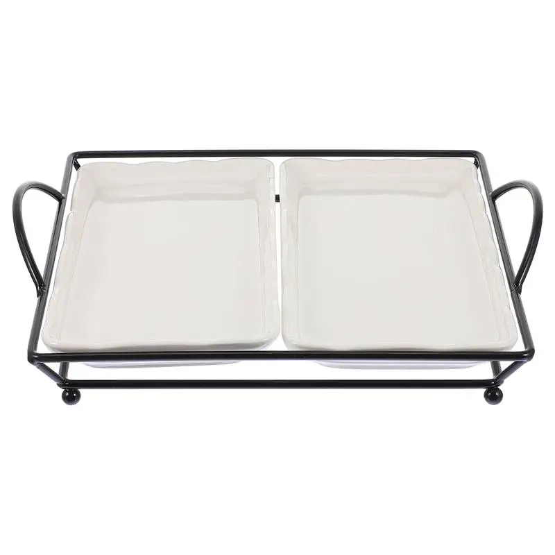 

1 Set Of Ceramic Dried Fruit Tray Snack Storage Dish Candy Plates Wrought Iron Ceramic Combination Dessert Plate Cake Plate