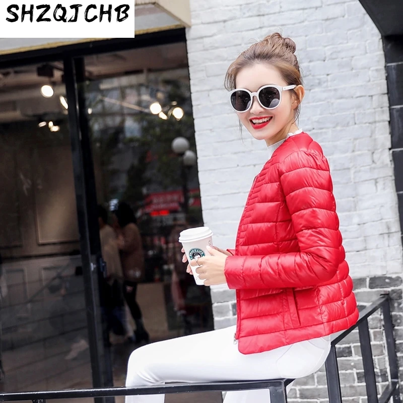 

JCHB 2021 Autumn Winter Jacket Women Parka Short Ultra Light Coat Korean Slim Womens Jackets and Coats Parkas Mujer KJ2470