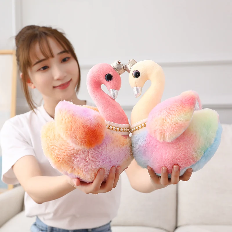 

Rainbow swan plush toys color fashion unique plush toys to accompany sleeping dolls birthday gifts bedroom decorations for girls