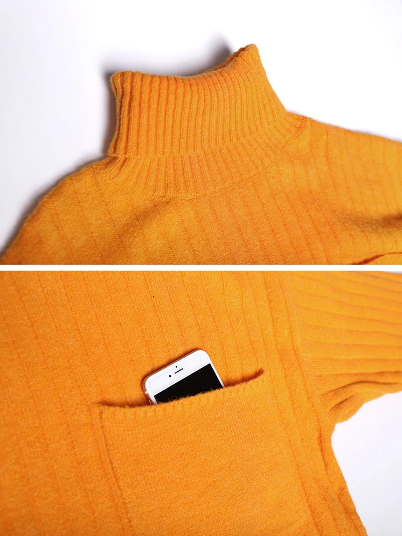 [EAM] Half-body Skirt Knittng Big Size Two Pieces Suit New Turtleneck Long Sleeve Loose Women Fashion Spring Autumn 1K341