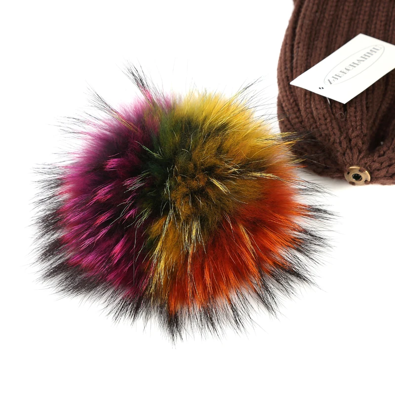 Шапка-бини с помпоном из натурального меха норки 15 см | Аксессуары для одежды