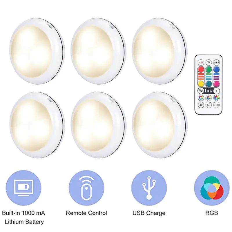 

LED 16 Colors Under Cabinet Light USB Charging Dimmable Touch RGB atmosphere lamp For Room Wardrobe Kitchen Cabinet Night Lamp