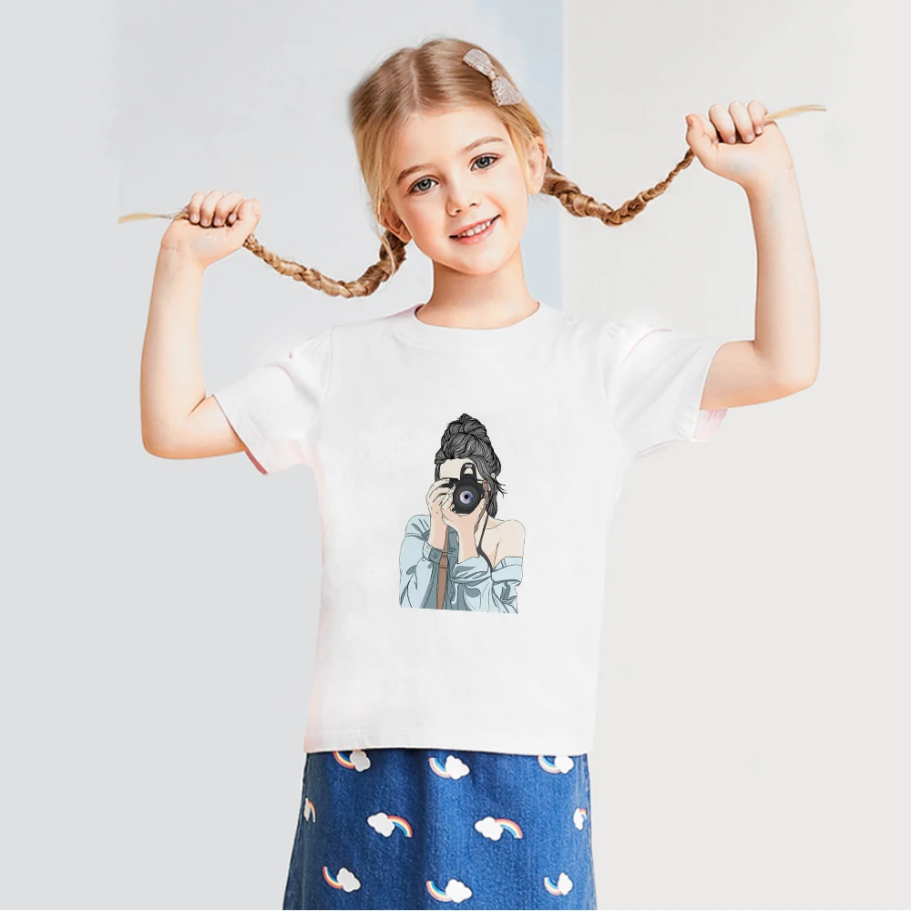 

Beautiful Girl Fashion Summer T Shirt Loose Cozy Fine Print Children Clothes Casual Short Sleeve Toddler Girl T-Shirt Y2k Tops