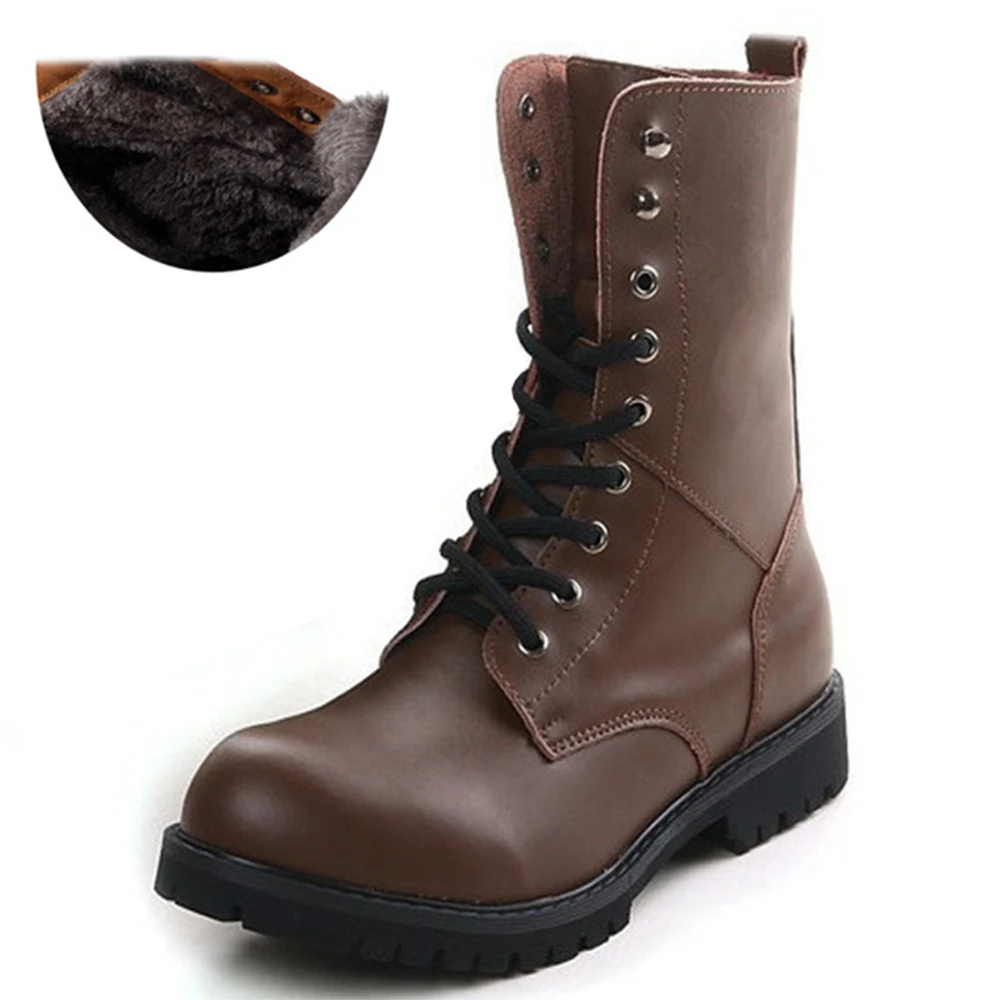 

Large Size 38-48 Motorcycle Boots For Men Winter Warm Waterproof Leather Boots Male Tactical Boots Hombre Casual Cowboy Footwear