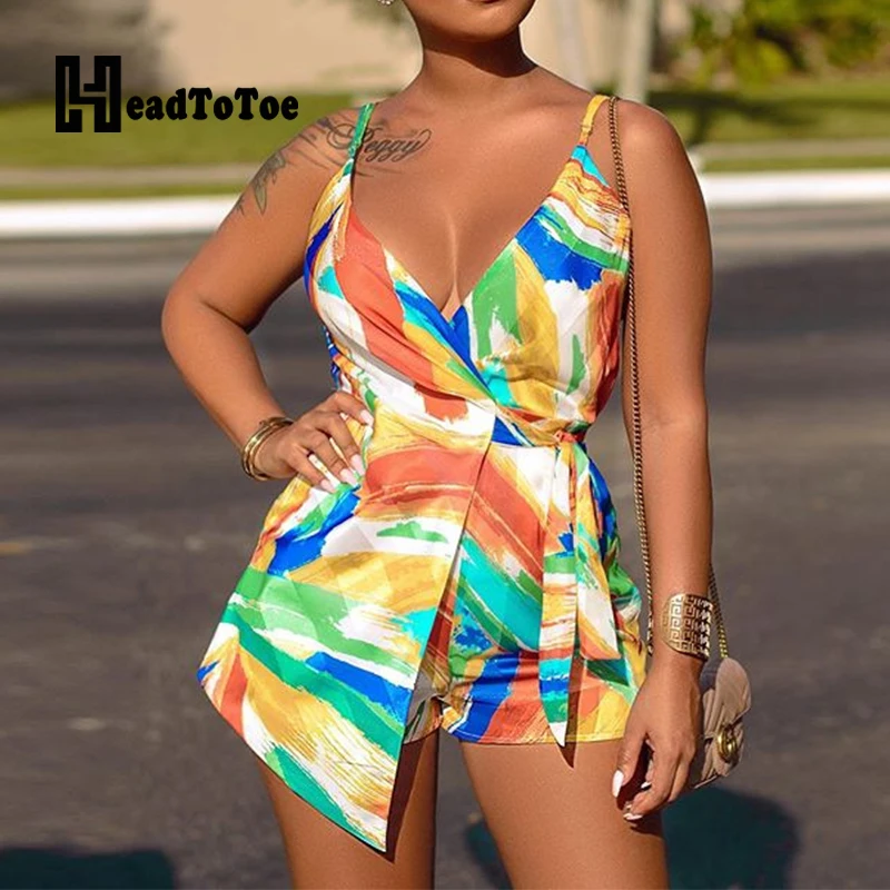 Сексуальный двойной V Спагетти ремень летние комбинезоны женские мульти