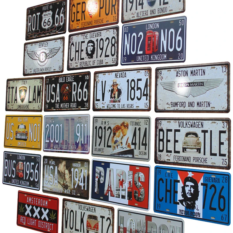 30*15 см США винтажная пластина металлическая жестяная вывеска Route 66 номер автомобиля гаражный Декор номерная табличка плакат клуб на стену Pin Up плакат
