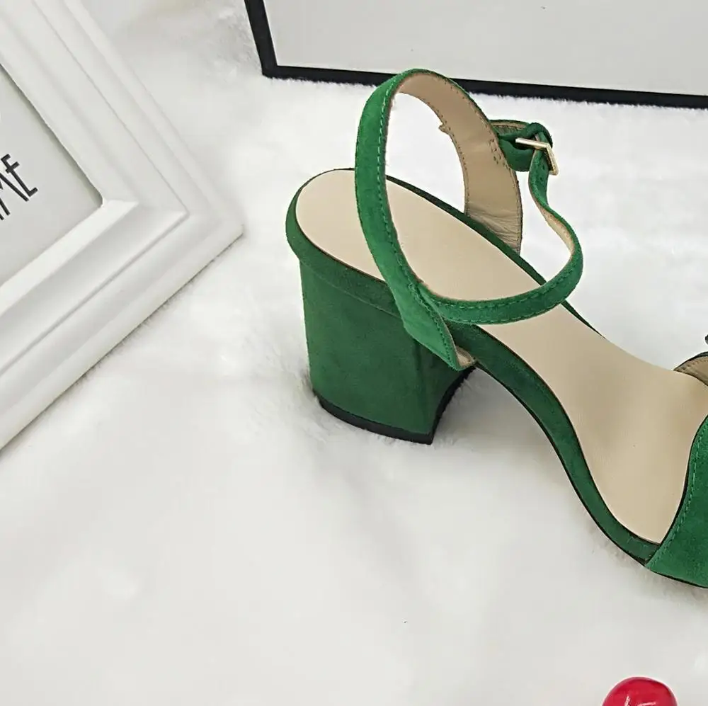 

prowow Thick Heel Luxury Design Sandals Women Ankle Strap Open Toe Sandalias Real Leather Sexy High Heel Woman Shoes
