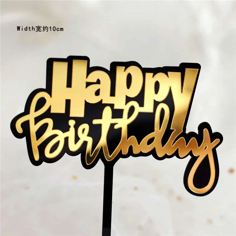 2pc birthday Золотой серебряный черный акриловый ручной пишущий Топпер для торта «С Днем Рождения» десертное украшение для дня рождения милые подарки - Цвет: 2pc birthday