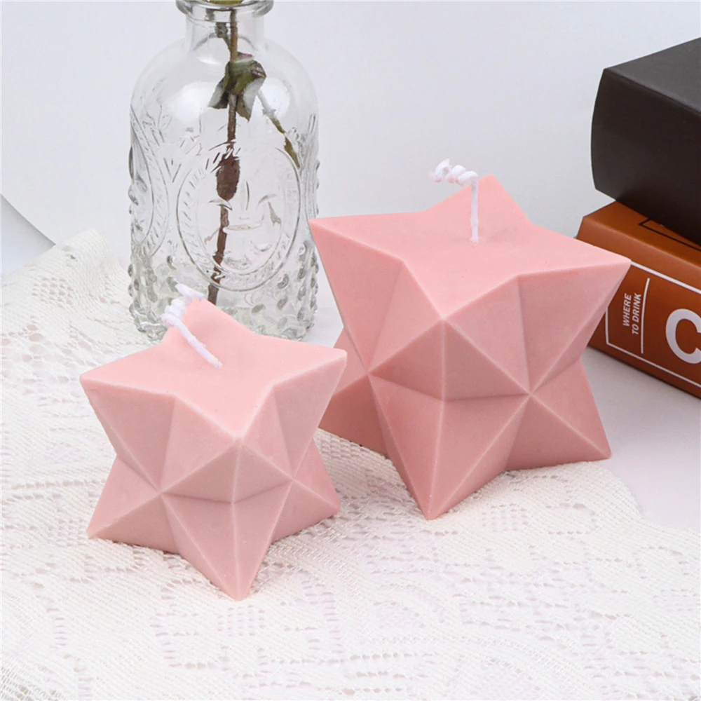 

3d Stereo Stars Silicone Candle Mold Diy Plaster Craft Homemade Supplies Soap Making Fondant Cake Baking Moulds Home Decoration