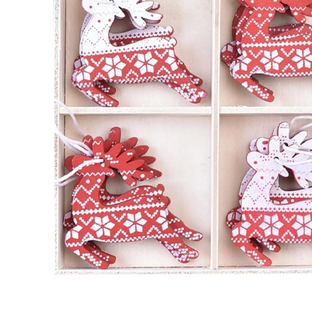 

Natural Wood Christmas Ornaments Pendant Hanging Gifts Snowflakes Xmas Tree Decor Home Hanging Decorations