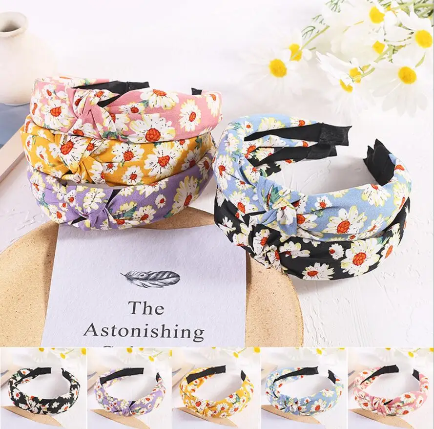 Ободок для волос с узлом Женский модный обруч маленькими цветами и узелком