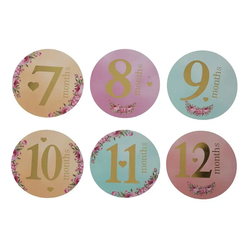 

12 Pcs/Set Month Sticker Baby Photography Milestone Memorial Monthly Newborn Kids Commemorative Card Number Photo Props