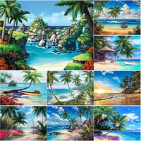 new 5d diy diamond painting scenery diamond embroidery full square round drill sea view cross stitch home decor manual art gift