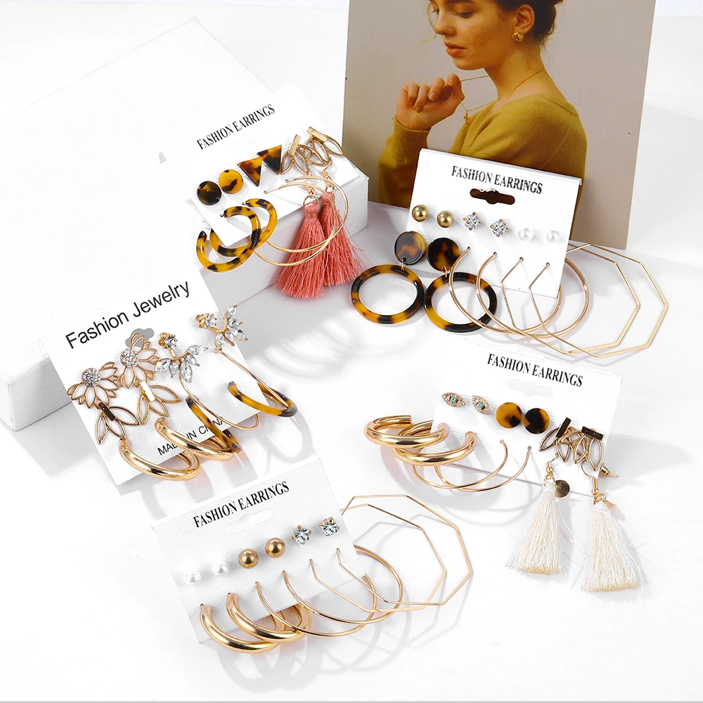 ALIUTOM богемный Леопардовый цвет акриловый жемчужный Комплект сережек для женщин