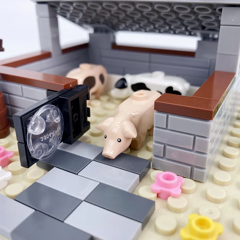 Строительный блок MOC животное редис свинка овощной сад поле курица деревня