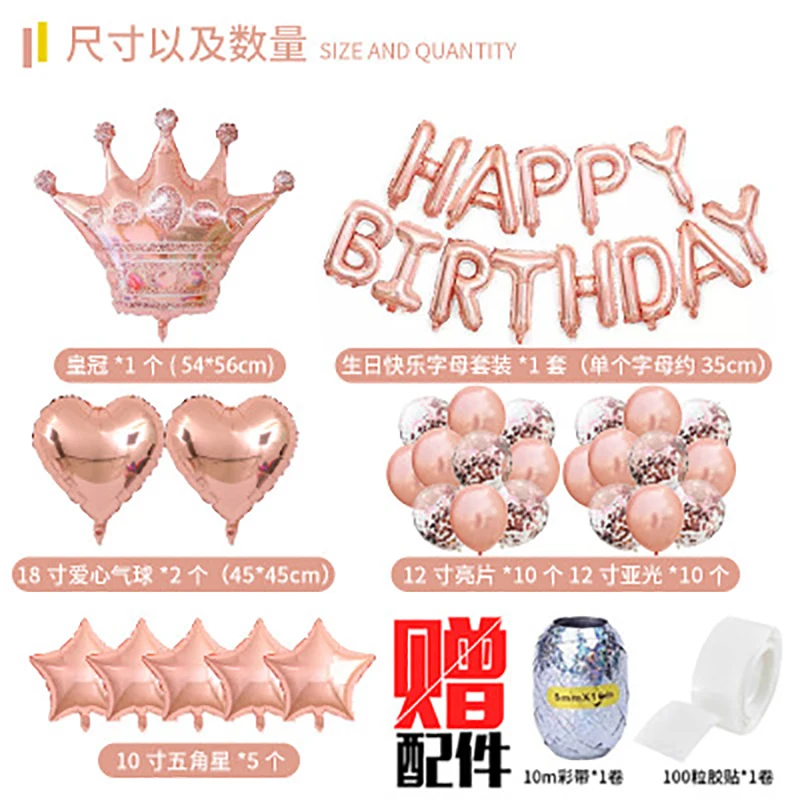 

Happy Birthday Letter Aluminum Film Balloon Set Birthday Party Decoration Latex Balloon Set