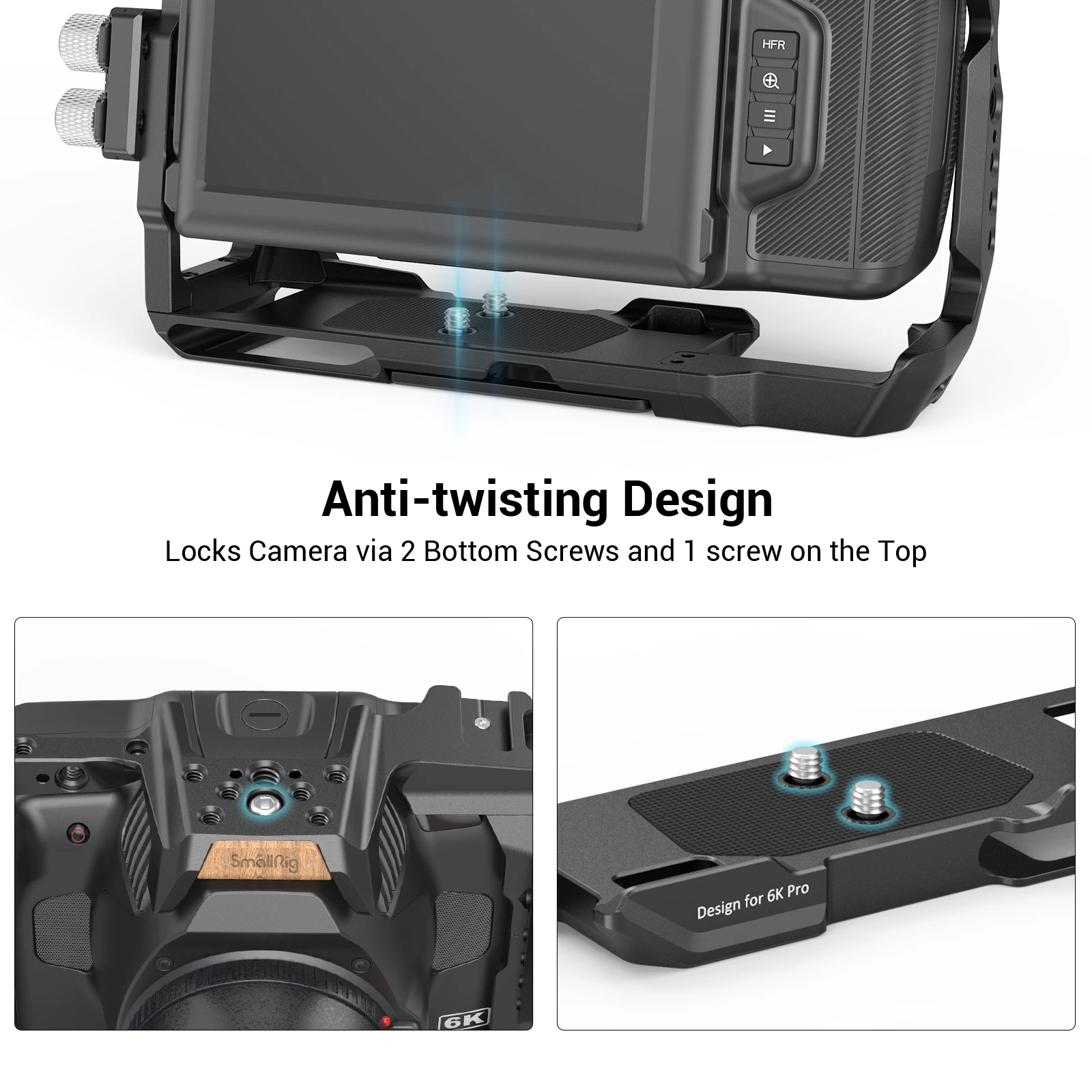 Металлическая полу-клетка SmallRig для камеры BMPCC 6K Pro встроенная НАТО-рейка и