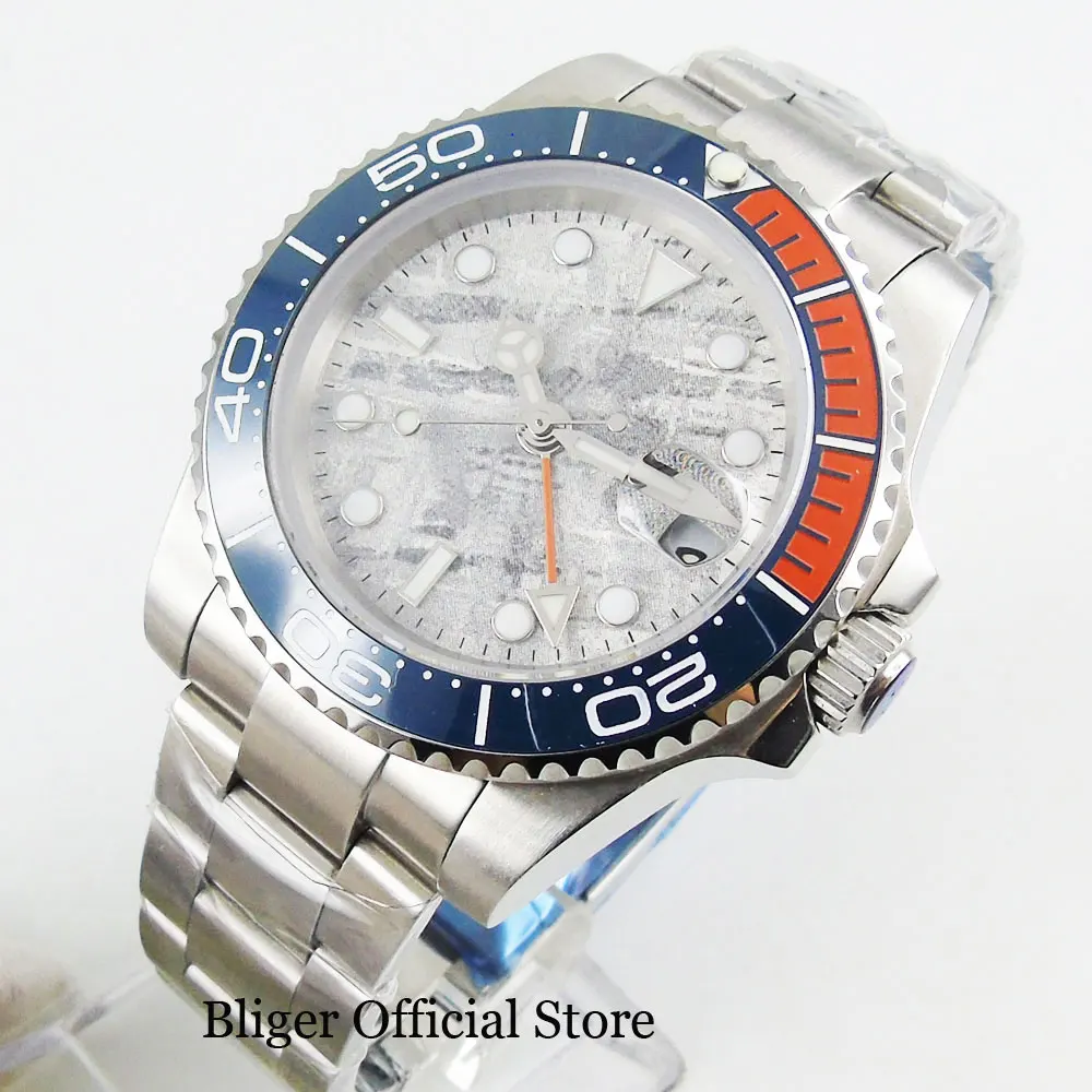 Топ бренд Новый 40 мм серый циферблат автоматический механизм самобмотки функция