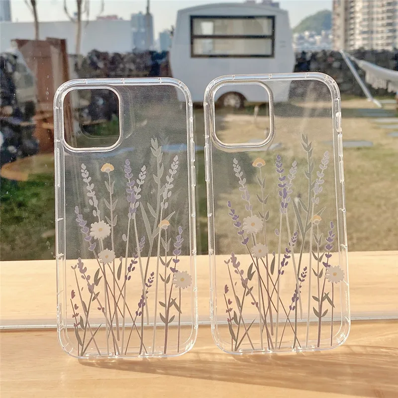 

Transparent Floral Flower Phone Case For iPhone 11 Pro Max X XR Xs Max Soft TPU Silicone Back Cover For iPhone 12 Mini 7 8 Plus