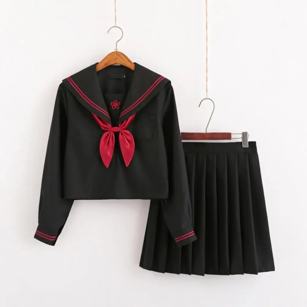 

Черная форма JK, летние матросские комплекты с коротким/длинным рукавом, японская школьная форма для девочек, плиссированная юбка, комплект ...