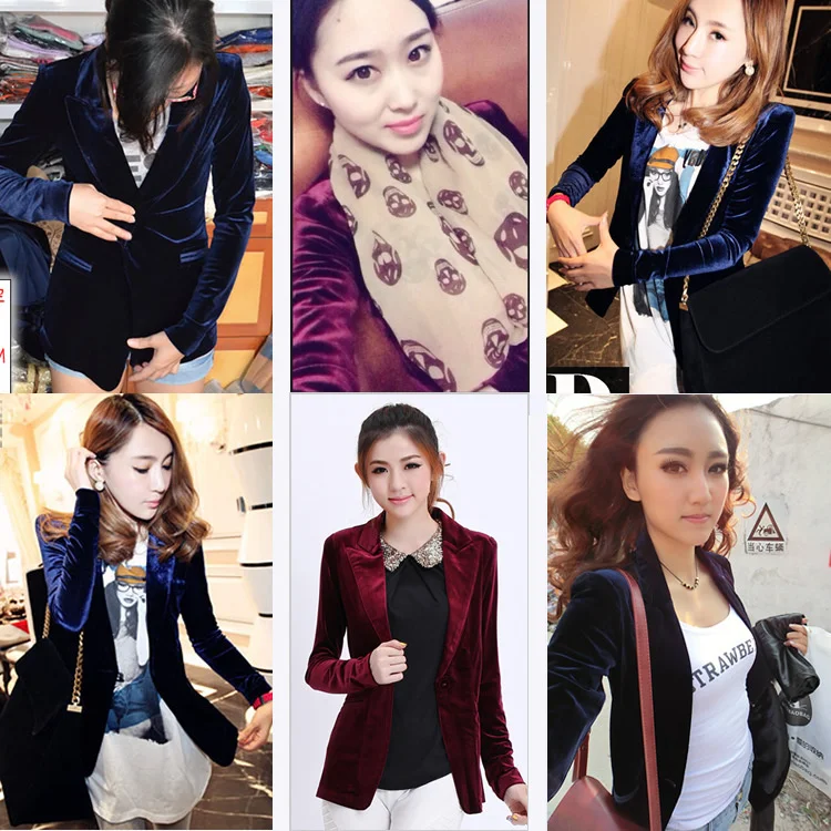 Женский бархатный блейзер красный/синий дизайнерский морской пиджак зимнее