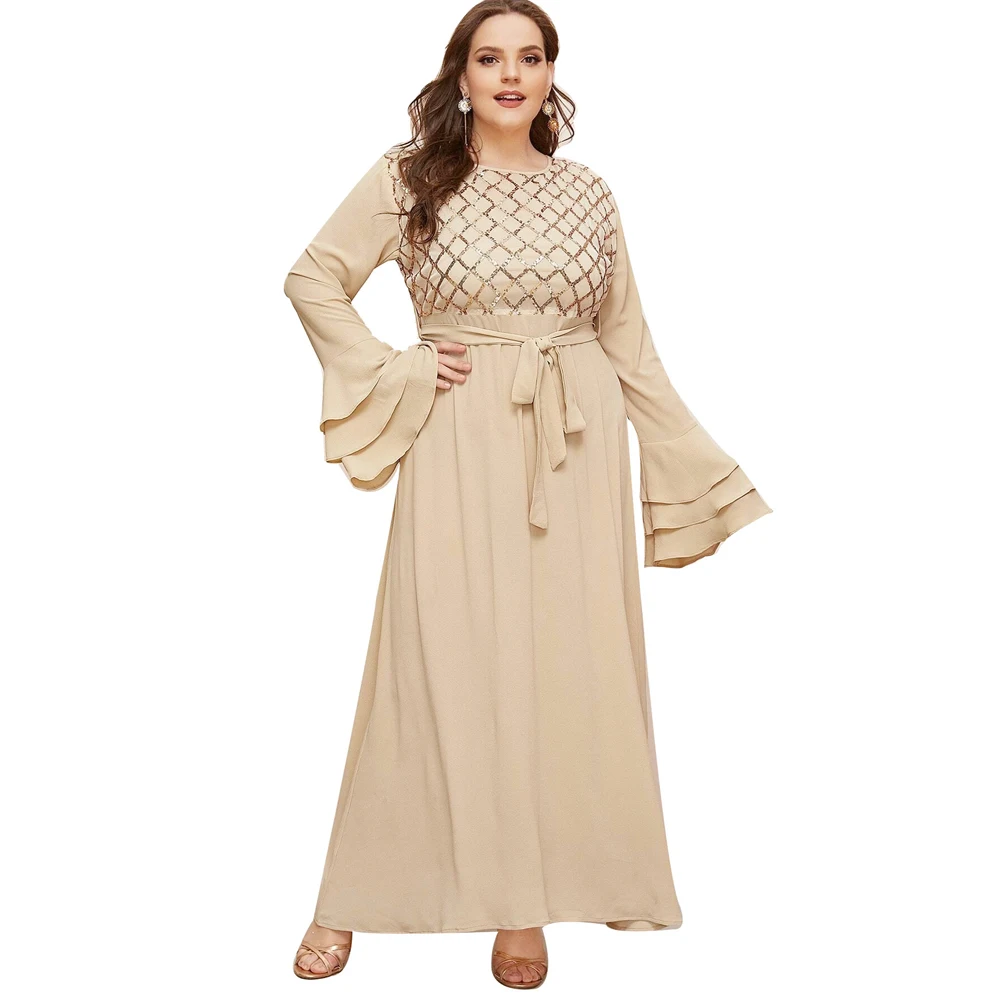 Женское длинное платье с пайетками Abaya шифоновое Кафтан в Дубае турецкий джилбаб