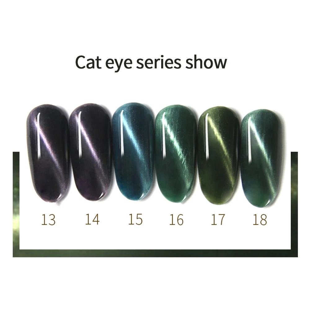 Гель лак кошачий глаз для ногтей резиновый зеленый фиолетовый Магнитный