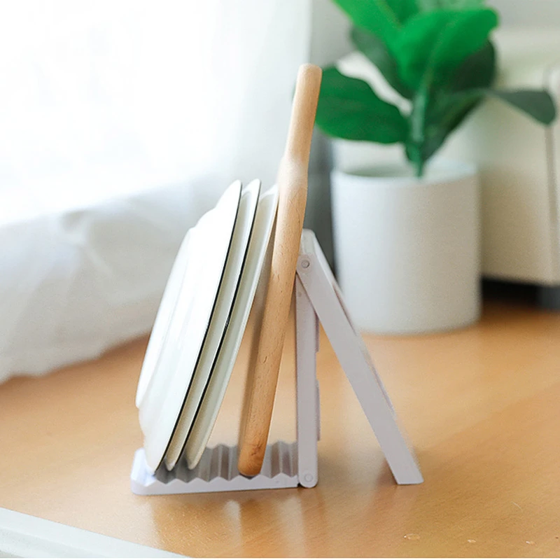 Foldable Wave Pattern Pot Cover Rack Spoon Cutting Board Kitchen Storage Shelf Stand Lid Gadgets | Дом и сад