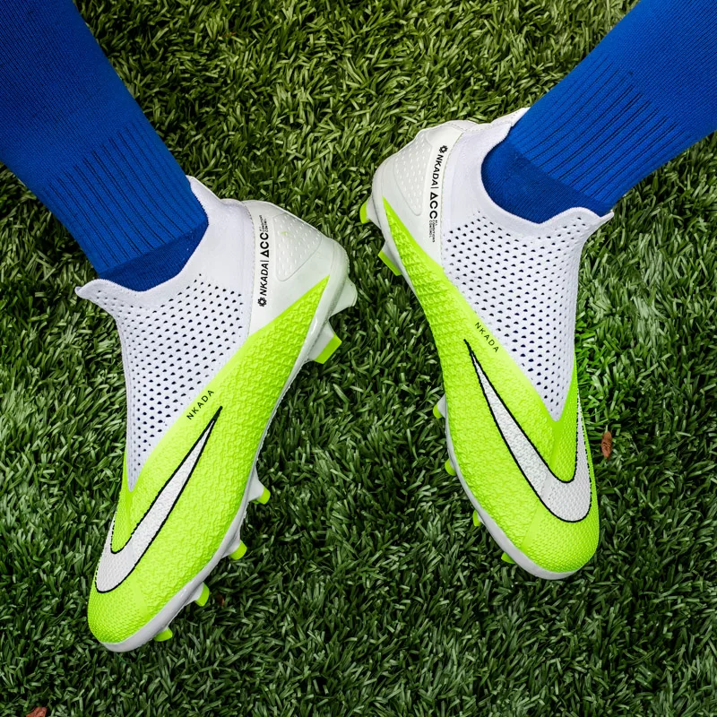 Cleats Shoes Soccer Men 2021 Professional FG Football Sneakers Breathable Long Spikes Boots Man Plus Size 36-49 chuteira futsal