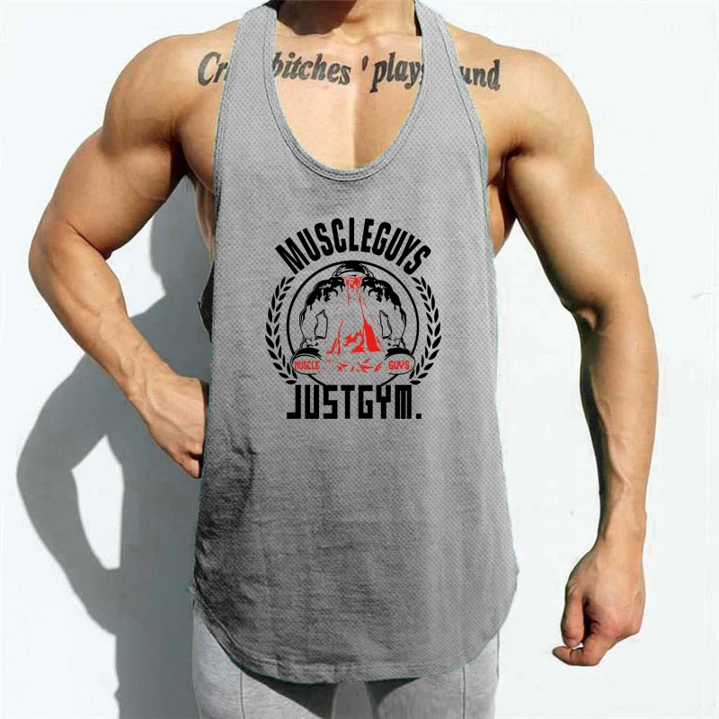 

New Summer Brand Clothing Mesh Gym Tank Top Men Bodybuilding Sleeveless Shirt Fitness Y Back Men's Stringer Tanktop Running Vest