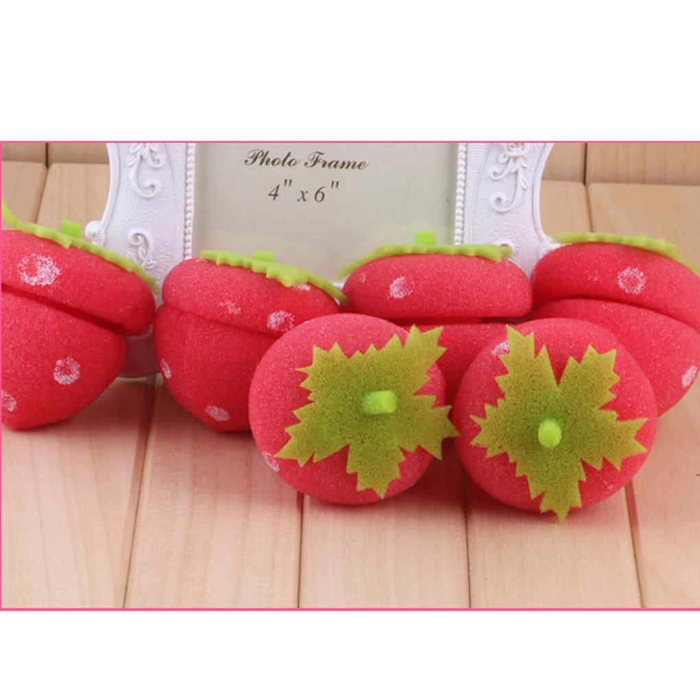 6 шт./компл. женские розовые Клубничные спящие круглые бигуди для волос Волшебные