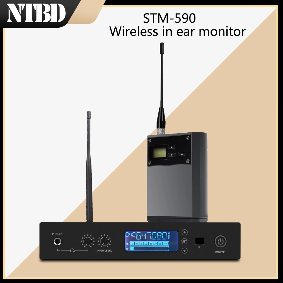 

NTBD Stage Performance Sing Hip Hop High Quality Black STM-590 UHF MONO Stereo Professional Wireless In Ear Monitor System