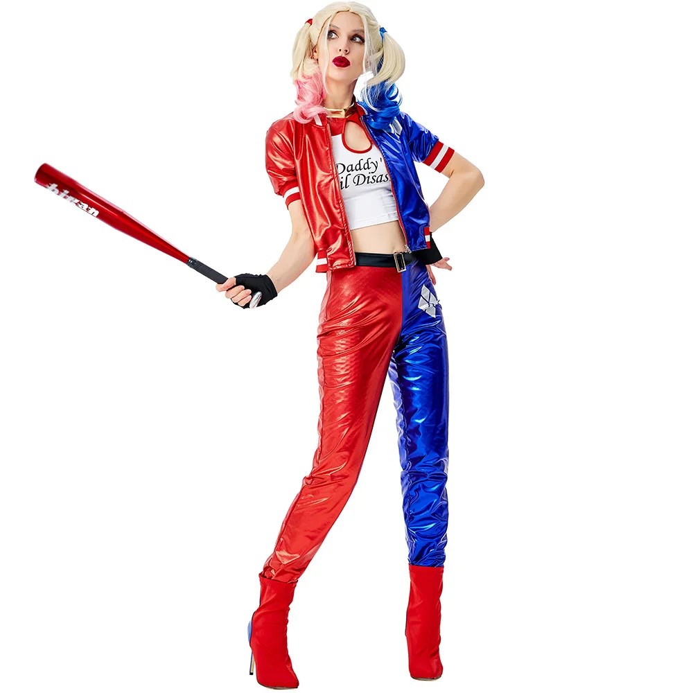 Для женщин отряд самоубийц клоун Harley платье Quinn Хэллоуин Косплэй необычный праздничный наряд костюм